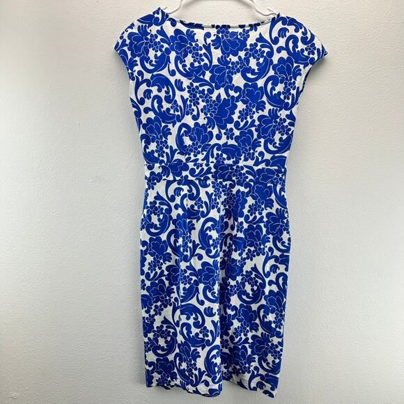 Boden Florrie Jersey Dress Knit Pocket Blue White 4 Cap Sleeves - Picture 2 of 12